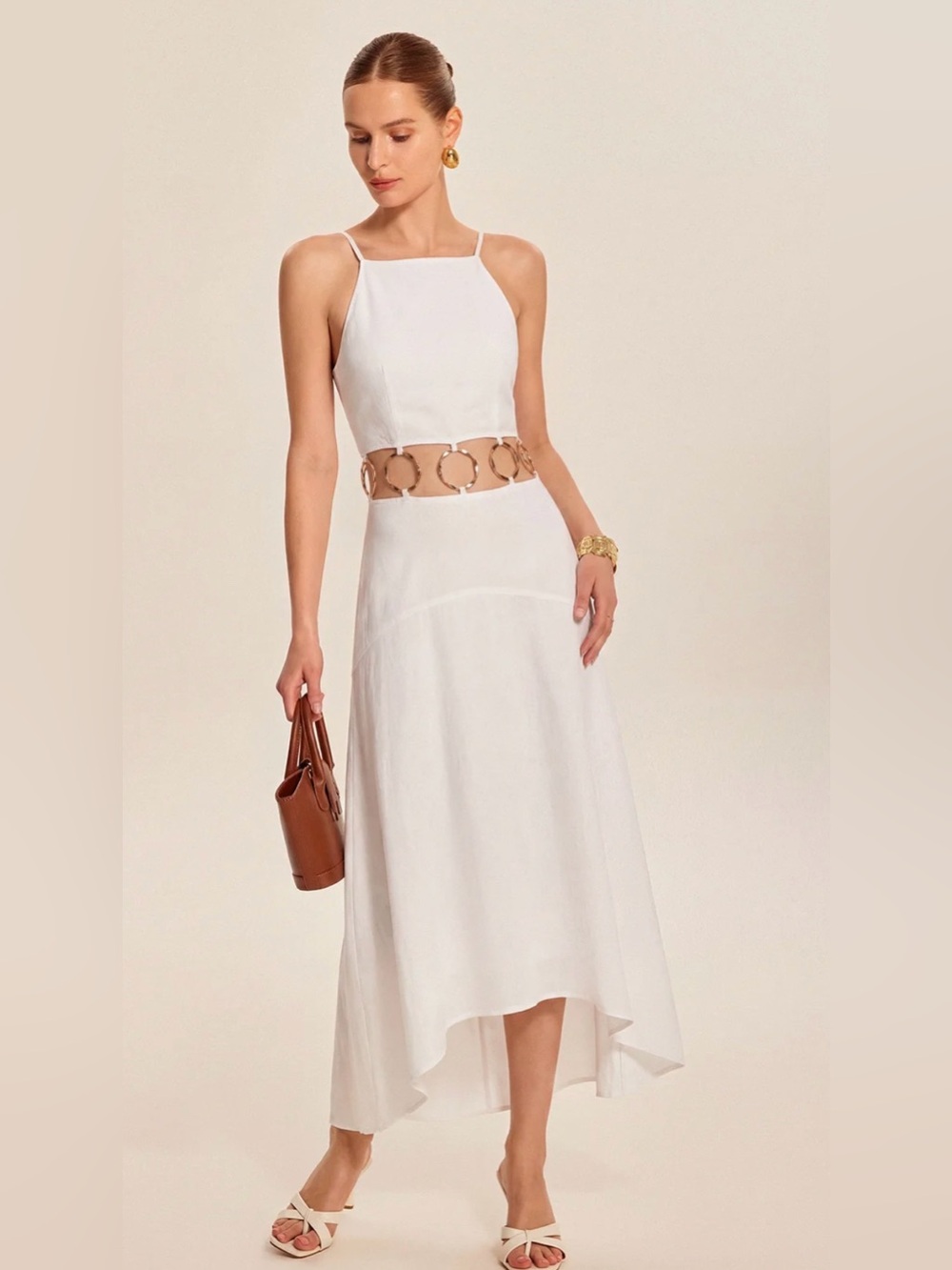 Ring Detail Cut-Out Cami Maxi Dress